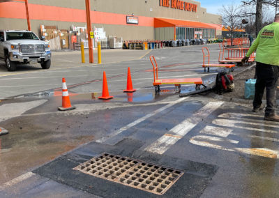 Catch basin repair in a commercial parking lot